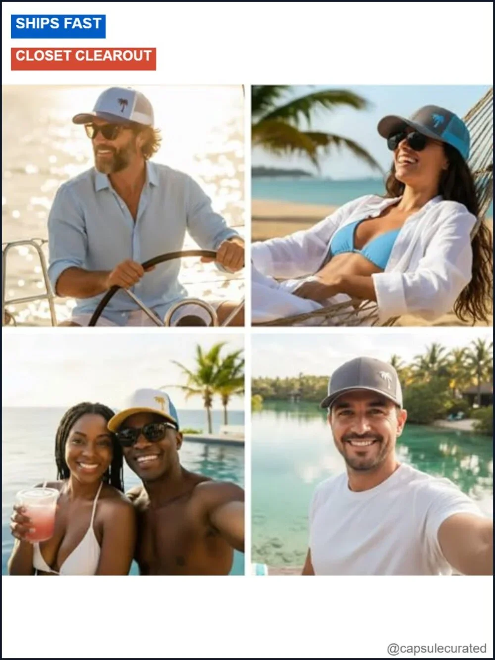 LINDO Palm Tree Trucker Hat | Breathable Mesh Back | Adjustable Snapback